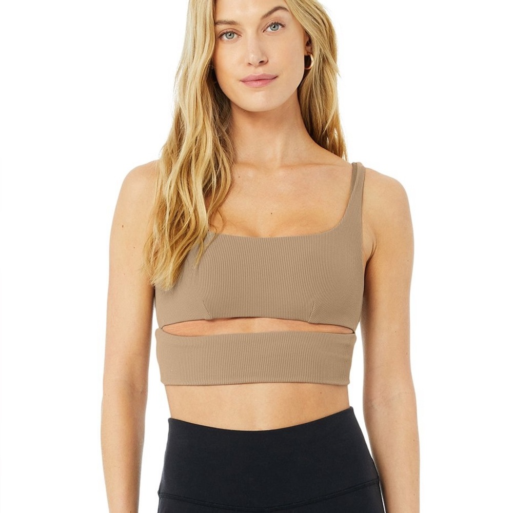 Alo Taupe/Tan Ribbed Sports Bra